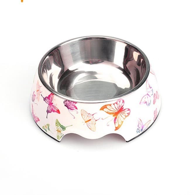 Butterfly Pattern Stainless Steel Pet Bowl main product image