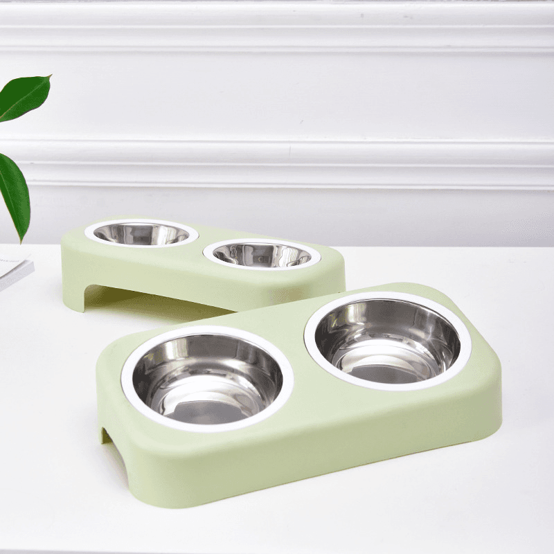 Raised double bowl base with two stainless inserts
